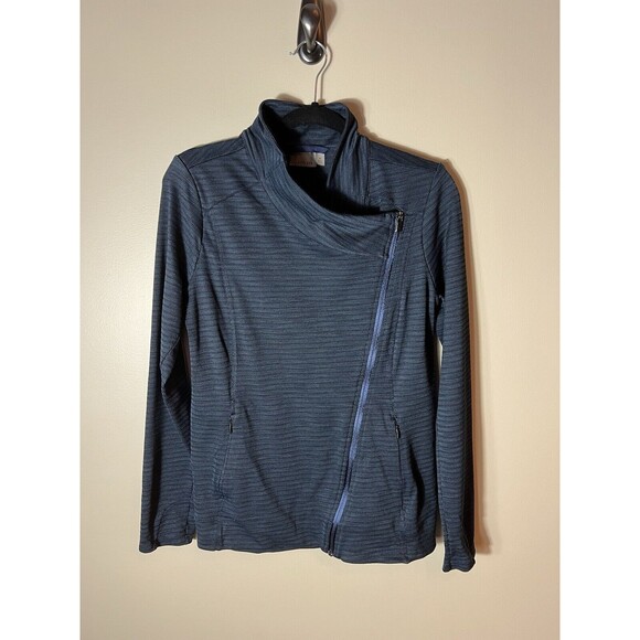 Athleta Womens Jacket Asymmetrical Full Side Zip Blue Intention Jacket Medium - Picture 1 of 12
